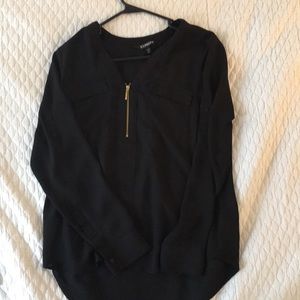 Express zip front blouse with roll up sleeve-M